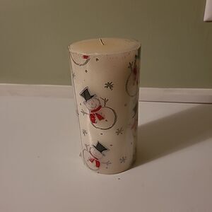 Snowman Pillar Candle